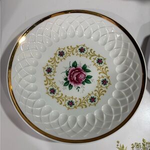Vintage Schumann Arzberg Porcelain Plate Deep Plate Germany Gold Trim 10 Inches